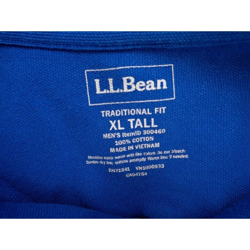 LL Bean Polo Shirt Mans XLT Blue Long Sleeve Cotton Casual Dad Outdoor Preppy